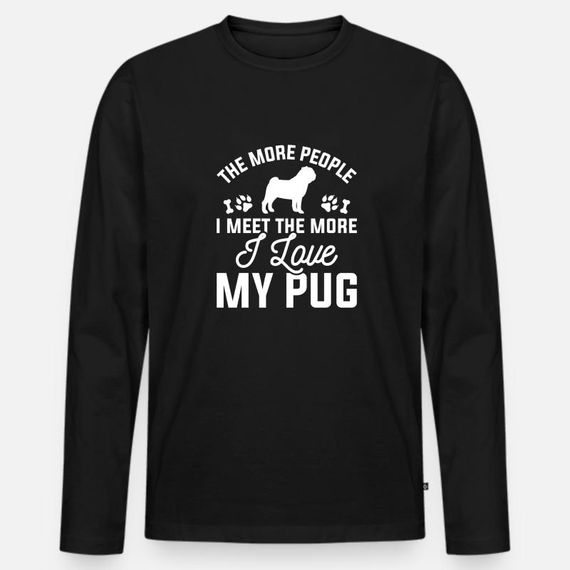 Ich liebe meinen Mops - Männer Premium Bio Langarmshirt - Schwarz