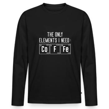Die einzigen Elemente, die ich brauche - Männer Premium Bio Langarmshirt - Schwarz - Vorne - Nico (187cm)