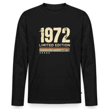 51st Birthday 51 Years Retro Limited Edition 1972 - Men's Premium Organic Long Sleeve Shirt - black - Front - Nico (187cm)