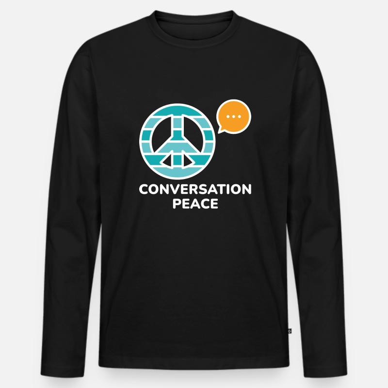 Konversation Frieden - Männer Premium Bio Langarmshirt - Schwarz