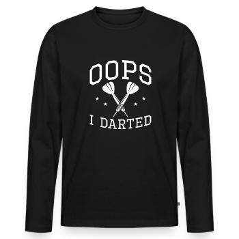 Oops I Darted - Men's Premium Organic Long Sleeve Shirt - black - Front - Nico (187cm)