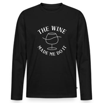 Le vin m’a fait le faire - T-shirt manches longues Premium bio Homme - noir - Devant - Nico (187cm)