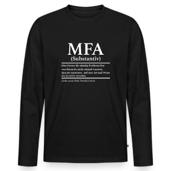 MFA Medizinische Fachangestellte - Männer Premium Bio Langarmshirt - Schwarz - Vorne - Nico (187cm)