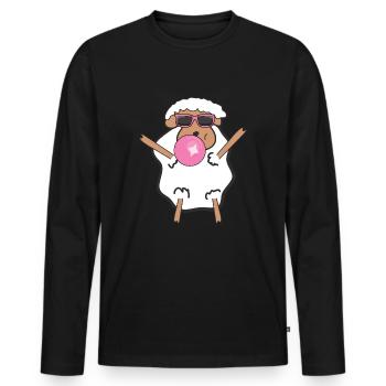 Schaf mit Sonnenbrille und Kaugummi - Männer Premium Bio Langarmshirt - Schwarz - Vorne - Nico (187cm)