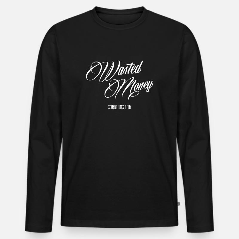 Geldverschwendung - Männer Premium Bio Langarmshirt - Schwarz