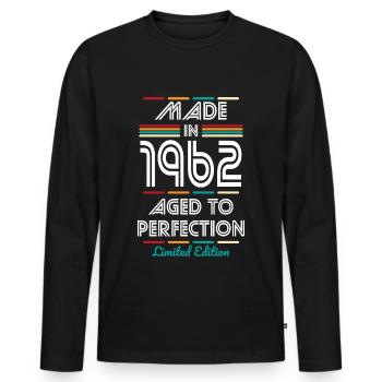 Anniversaire 60 ans - Fabriqué en 1962 - T-shirt manches longues Premium bio Homme - noir - Devant - Nico (187cm)