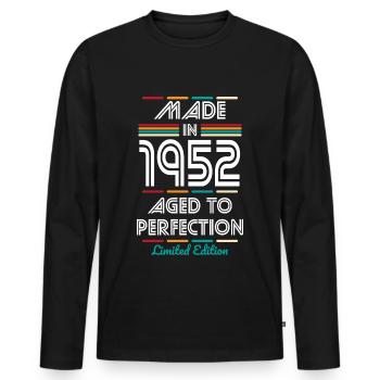 70th Birthday - Made in 1952 - Men's Premium Organic Long Sleeve Shirt - black - Front - Nico (187cm)
