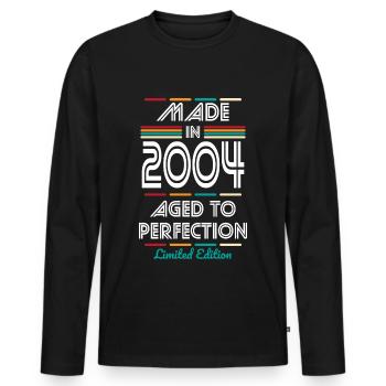 Anniversaire 18 ans - Fabriqué en 2004 - T-shirt manches longues Premium bio Homme - noir - Devant - Nico (187cm)