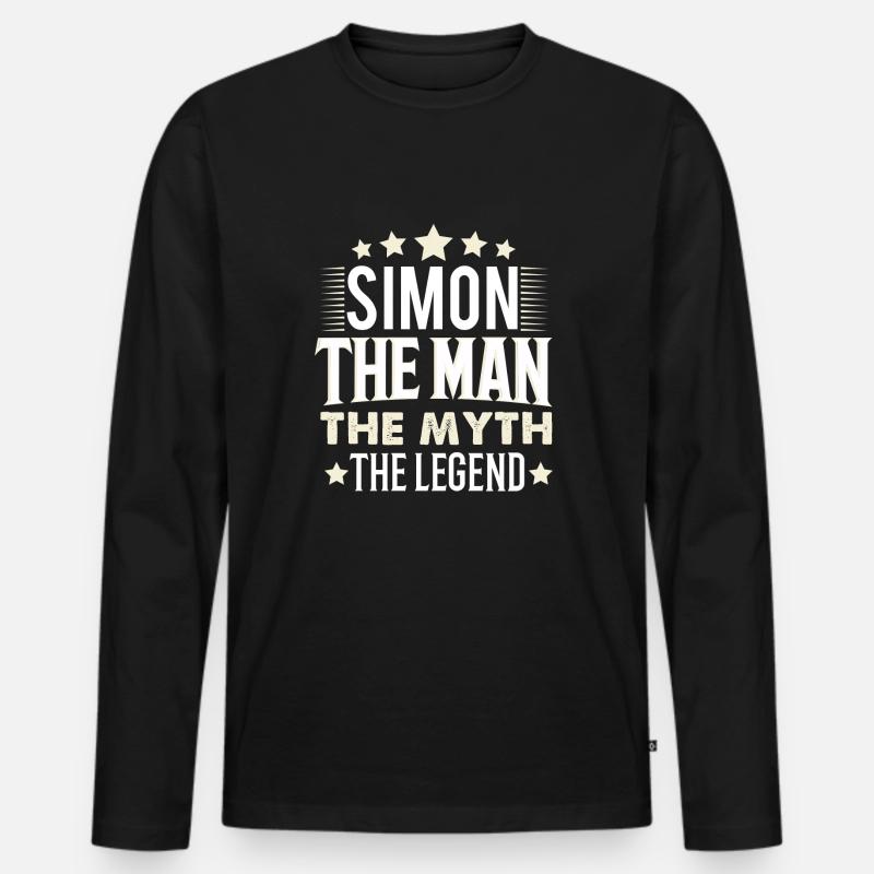 Simon - Männer Premium Bio Langarmshirt - Schwarz