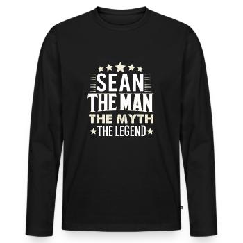 Sean - Männer Premium Bio Langarmshirt - Schwarz - Vorne - Nico (187cm)