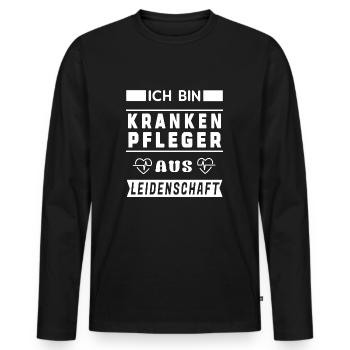 Krankenpfleger aus Leidenschaft - Männer Premium Bio Langarmshirt - Schwarz - Vorne - Nico (187cm)