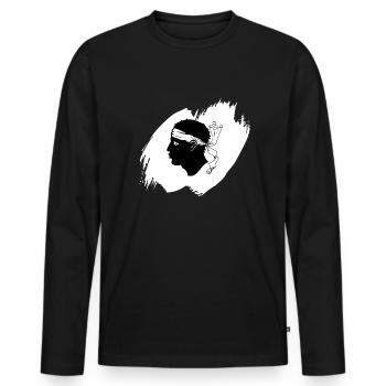 Drapeau Corse Drapeau Corse Corse Corse - T-shirt manches longues Premium bio Homme - noir - Devant - Nico (187cm)