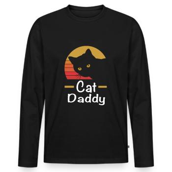 Cat Daddy Vintage 80s Style Cat Retro - T-shirt manches longues Premium bio Homme - noir - Devant - Nico (187cm)