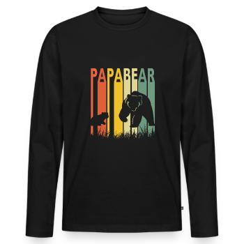 Papa ours et bébé ours chemise pour la fête des pères - T-shirt manches longues Premium bio Homme - noir - Devant - Nico (187cm)