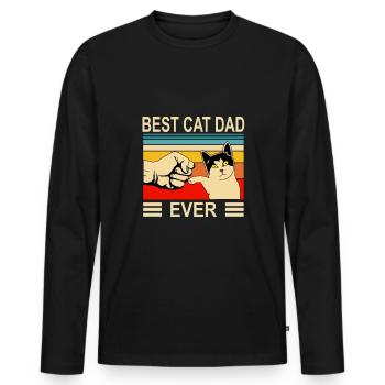 Meilleur Cat Dad Ever T-shirt Funny Père Père - T-shirt manches longues Premium bio Homme - noir - Devant - Nico (187cm)