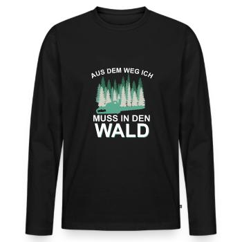 Aus dem Weg ich muss in den Wald ! - Männer Premium Bio Langarmshirt - Schwarz - Vorne - Nico (187cm)