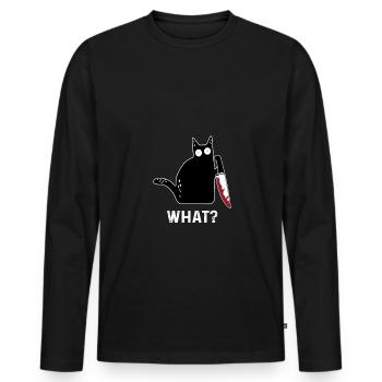 Funny killer cat What - Men's Premium Organic Long Sleeve Shirt - black - Front - Nico (187cm)