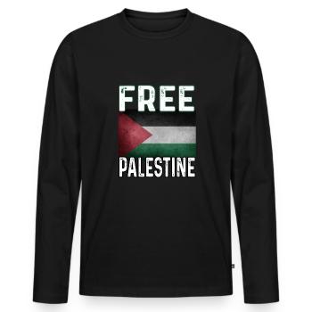 Free Gaza Free Palestine - T-shirt manches longues Premium bio Homme - noir - Devant - Nico (187cm)