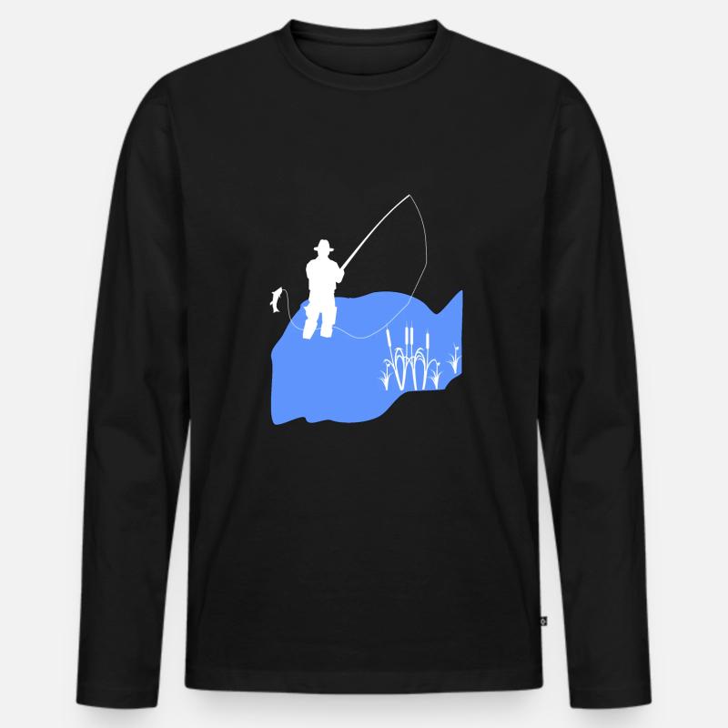Fischen Fischer See - Männer Premium Bio Langarmshirt - Schwarz
