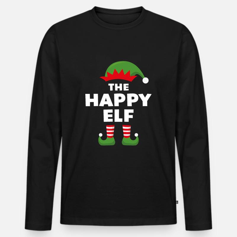 Der glückliche Elf - Männer Premium Bio Langarmshirt - Schwarz