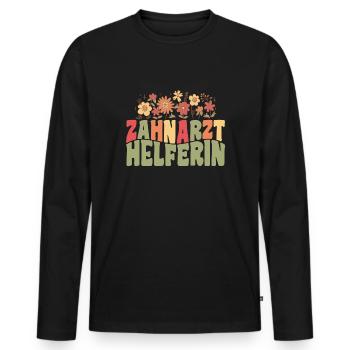 Zahnarzthelferin Zahnmedizinische Fachangestellte - Männer Premium Bio Langarmshirt - Schwarz - Vorne - Nico (187cm)
