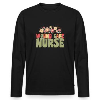 Wound Care Nurse - Men's Premium Organic Long Sleeve Shirt - black - Front - Nico (187cm)