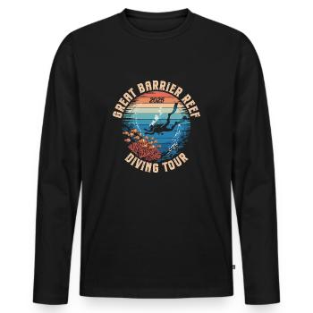 Plongée Grande Barrière de Corail 2025 - T-shirt manches longues Premium bio Homme - noir - Devant - Nico (187cm)