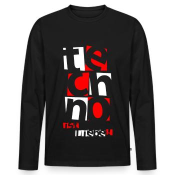 Techno - Techno music - techno c’est l’amour ( blanc ) - T-shirt manches longues Premium bio Homme - noir - Devant - Nico (187cm)