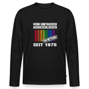 1975 geburtstag regenbogen pride birthday-party - Männer Premium Bio Langarmshirt - Schwarz - Vorne - Nico (187cm)