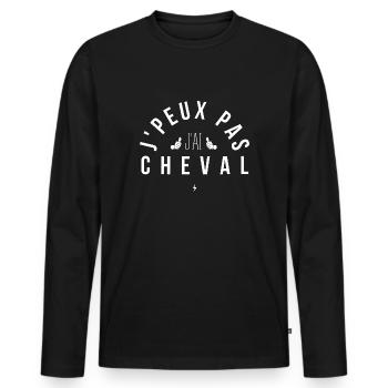 J Peux Pas J Ai Cheval - T-shirt manches longues Premium bio Homme - noir - Devant - Nico (187cm)