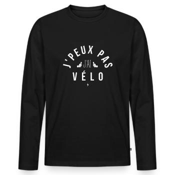 J Peux Pas J Ai Vélo - T-shirt manches longues Premium bio Homme - noir - Devant - Nico (187cm)