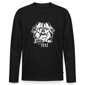 Loved by a Peke Pekingese Dog Dog Wilsigns - Men's Premium Organic Long Sleeve Shirt - black - Front - Nico (187cm)