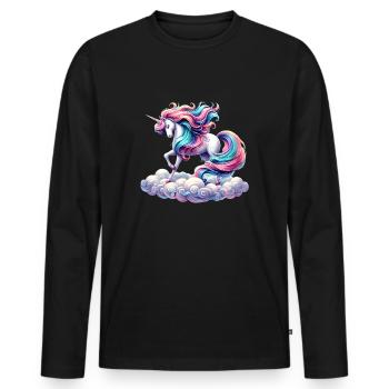 Mythical Unicorn - Men's Premium Organic Long Sleeve Shirt - black - Front - Nico (187cm)