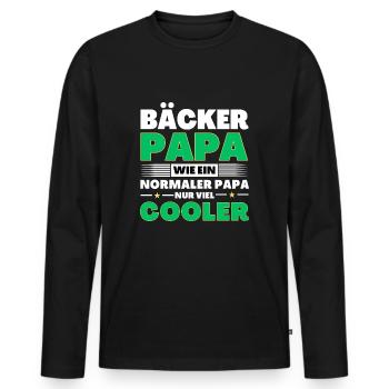 Bäcker Papa wie ein normaler nur viel cooler - Männer Premium Bio Langarmshirt - Schwarz - Vorne - Nico (187cm)