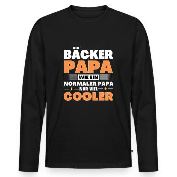 Bäcker Papa wie ein normaler nur viel cooler - Männer Premium Bio Langarmshirt - Schwarz - Vorne - Nico (187cm)