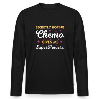 Superpouvoirs de la chimio - Trouver la force - T-shirt manches longues Premium bio Homme - noir - Devant - Nico (187cm)