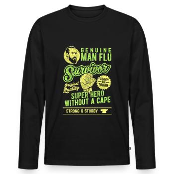 Man Flu Survivor - T-shirt manches longues Premium bio Homme - noir - Devant - Nico (187cm)