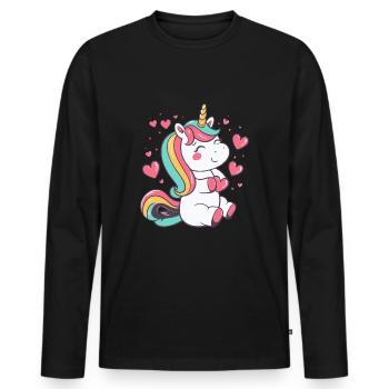 Good Feeling Unicorn - Men's Premium Organic Long Sleeve Shirt - black - Front - Nico (187cm)