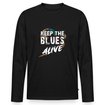 The blues is alive Keep the Blues alive - Men's Premium Organic Long Sleeve Shirt - black - Front - Nico (187cm)