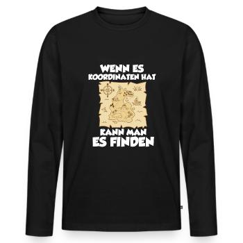 Geocaching Shirt Geocacher Gps Geocache Geschenk - Männer Premium Bio Langarmshirt - Schwarz - Vorne - Nico (187cm)