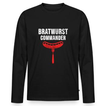 Grill T-Shirt Steak Griller Grillmeister Geschenk - Männer Premium Bio Langarmshirt - Schwarz - Vorne - Nico (187cm)