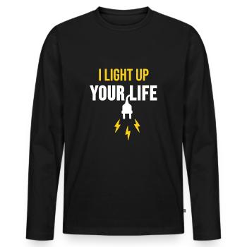 Cadeau d'ampoule électrique électricien - T-shirt manches longues Premium bio Homme - noir - Devant - Nico (187cm)