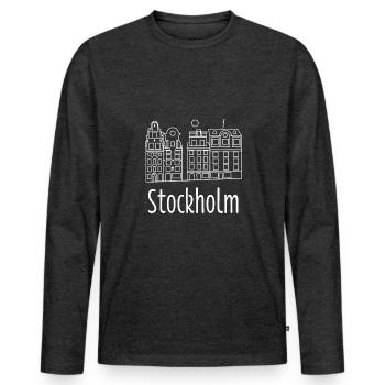 Stockholm Sweden Scandinavia Old Town Gift - Men's Premium Organic Long Sleeve Shirt - heather anthracite - Front - Nico (187cm)