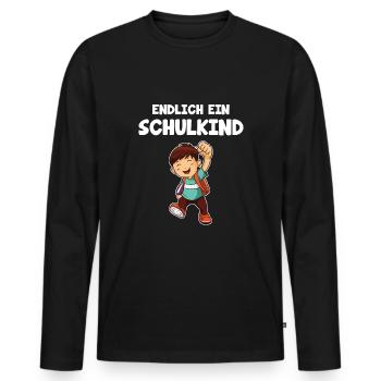 Schulanfang Schulbeginn Schulänfänger Geschenk - Männer Premium Bio Langarmshirt - Schwarz - Vorne - Nico (187cm)