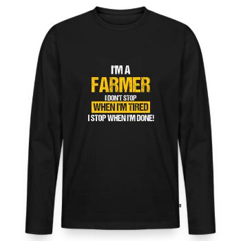 Farmer farmer farm farm harvest farm gift - Men's Premium Organic Long Sleeve Shirt - black - Front - Nico (187cm)