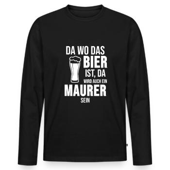 Maurer Mauer Beer Craftsman Drink Gift - Men's Premium Organic Long Sleeve Shirt - black - Front - Nico (187cm)
