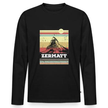 Cervin de Zermatt - T-shirt manches longues Premium bio Homme - noir - Devant - Nico (187cm)