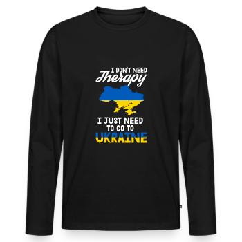 Ukraine Therapie Kiew Ukrainisch Flagge Geschenk - Männer Premium Bio Langarmshirt - Schwarz - Vorne - Nico (187cm)