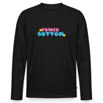 Power Bottom - Men's Premium Organic Long Sleeve Shirt - black - Front - Nico (187cm)