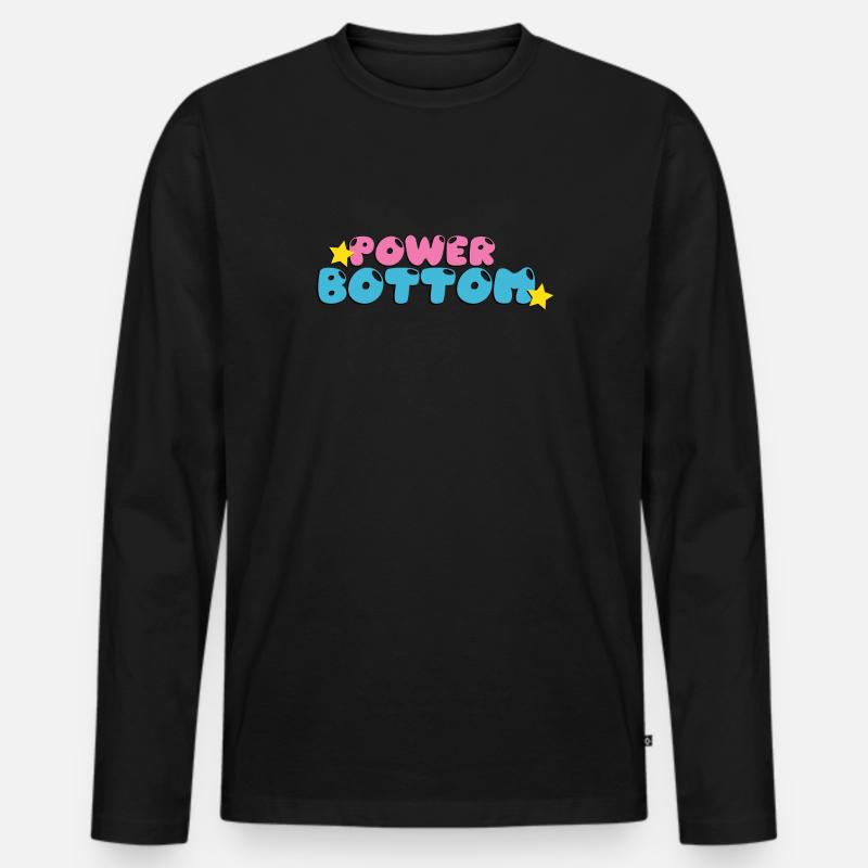 Power Bottom - Männer Premium Bio Langarmshirt - Schwarz
